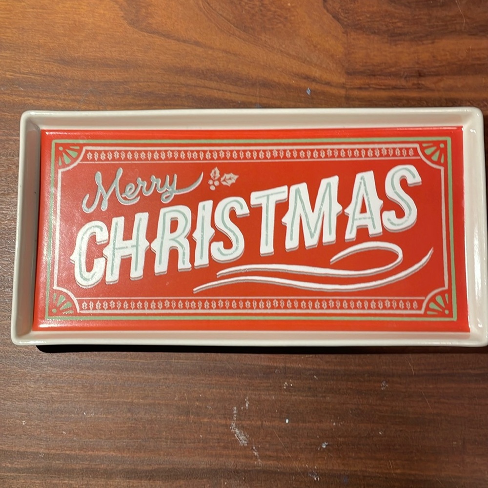 Chad Barrett Christmas cookie tray. Ceramic microwave dishwasher safe